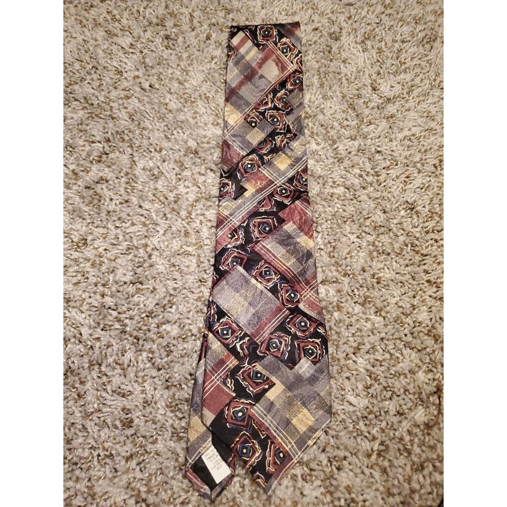 Vintage Retro Wemlon by Wembley Necktie Art Deco Brown Orange Leaves